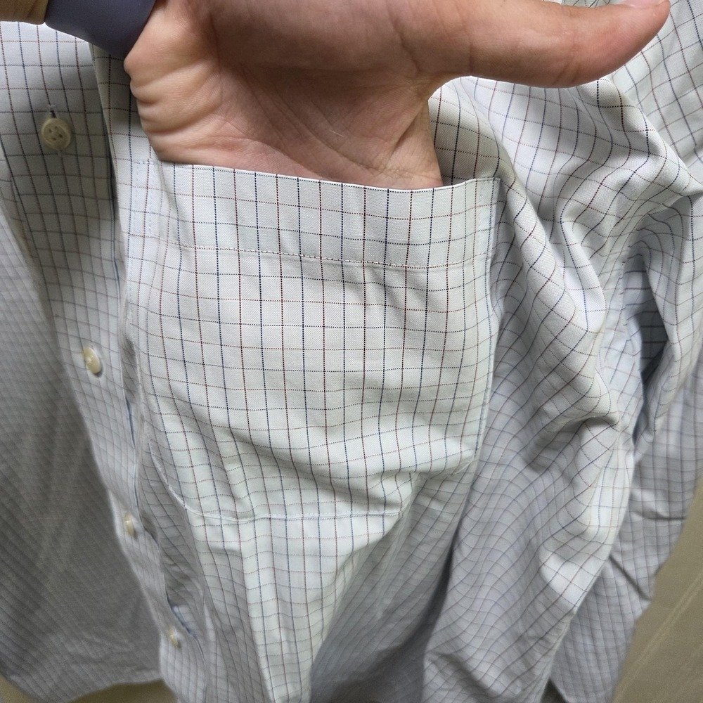 Jos. A. Bank Dress Shirt Mens 17 34/35 White Check Wrinkle Resistant Long Sleeve - Picture 4 of 8